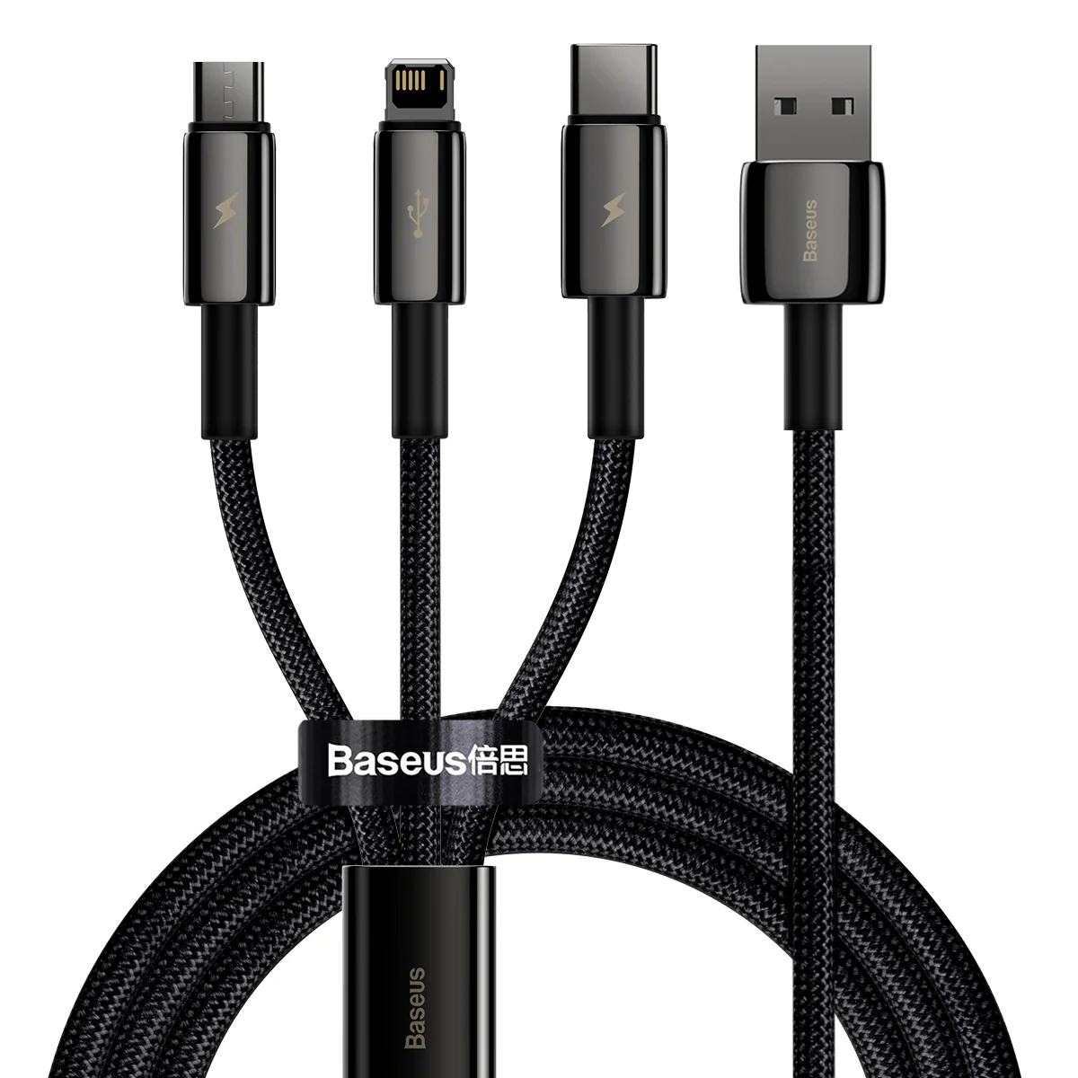 Baseus Tungsten Gold One-For-Three Fast Data Cable USB To M+L+C 3.5A