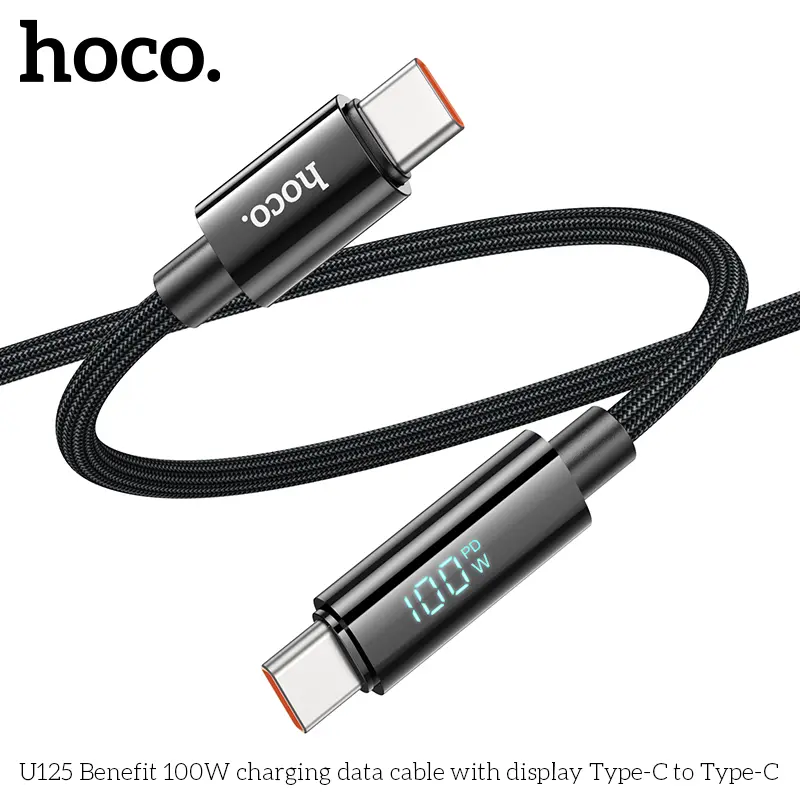 Hoco U125 Benefit 100W USB-C to USB-C Cable With Display