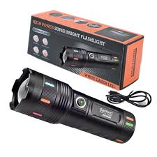 SANFORD High Power Rechargeable LED Flashlight | Type-C Charging Long Range Zoomable Tactical Torch – Zoom Light-Table Light – Desk Lamp Hill Light Hiking Torch Powerful